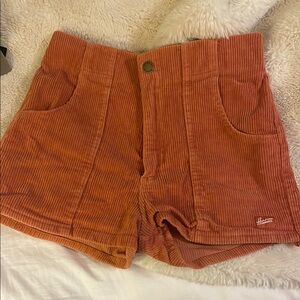Women’s Corduroy High-Waist Shorts - Rust Orange